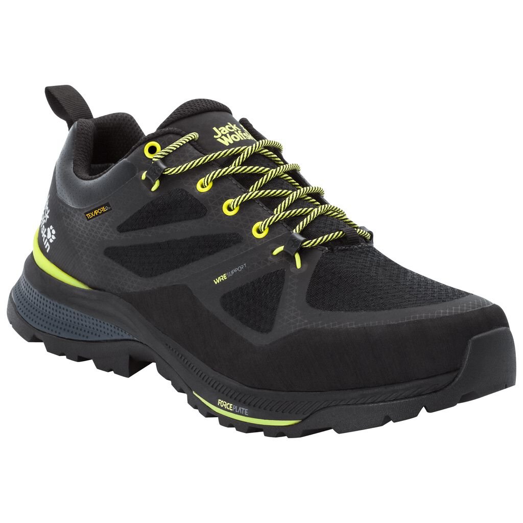 Jack Wolfskin FORCE STRIKER TEXAPORE LOW Chaussures Homme Noir/Vert Clair - XBZDFSK-81